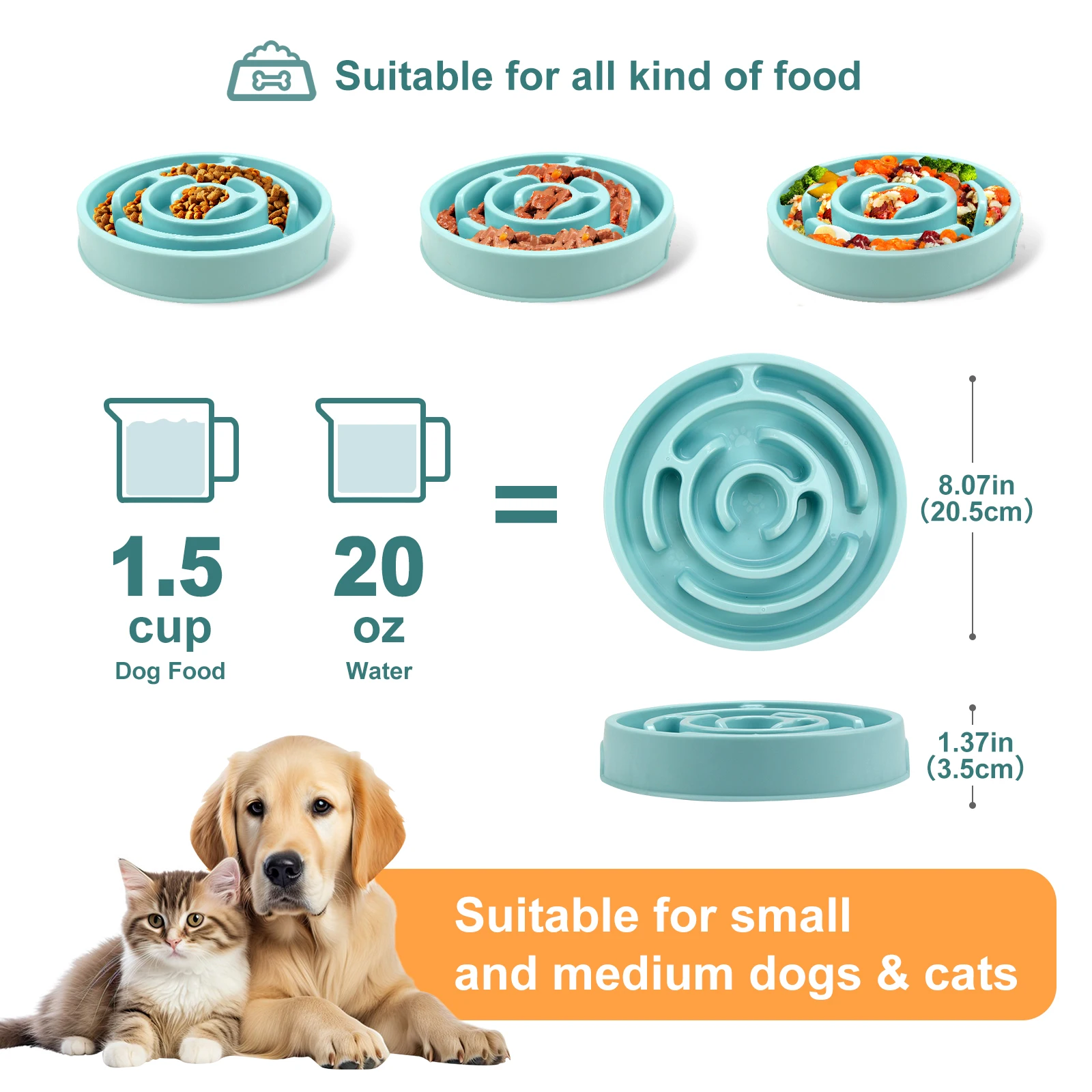Pet Dog Slow Feeder Bowl Fun Non Slip Anti-Gulping Slower Food Feeding Dishes Eco Dog Bowl for Large Medium Small Dogs Puppy - Image 2