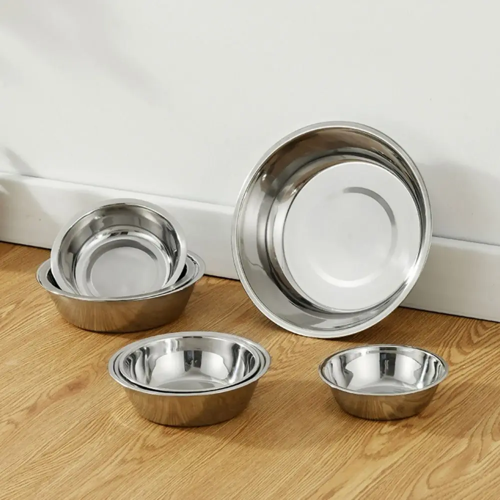 Durable Large Capacity Dog Bowl Non-rust Stainless Steel Cat Feeder Silver Pet Food Container Kitten - Image 5