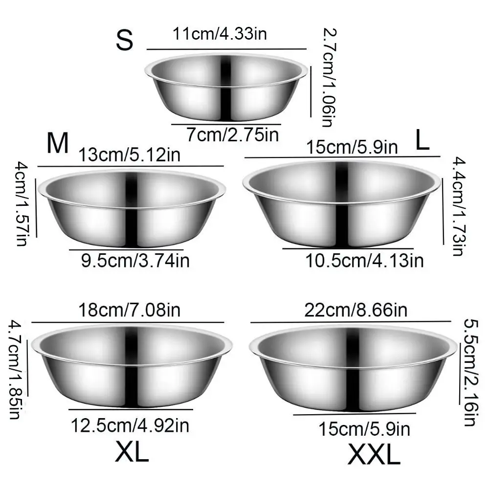 Durable Large Capacity Dog Bowl Non-rust Stainless Steel Cat Feeder Silver Pet Food Container Kitten - Image 4