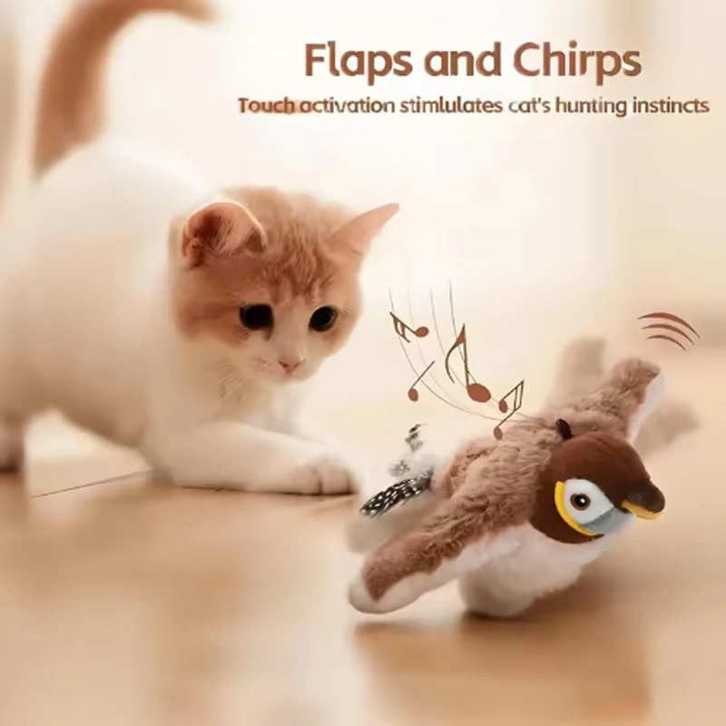 Hot Simulated Bird Cat Toy Interactive Toys Dog Rechargeable Chirping Flapping Bird(no Flying) Touch Activated Plush Toy Pet - Image 3